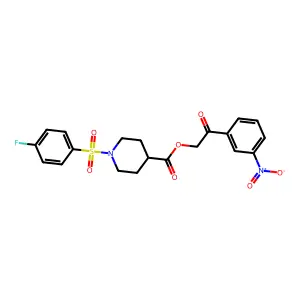 [2-(3-nitrophenyl)-2-oxoethyl] 1-(4-fluorophenyl)sulfonylpiperidine-4-carboxylate structure