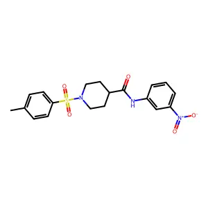 1-(4-methylphenyl)sulfonyl-N-(3-nitrophenyl)piperidine-4-carboxamide structure