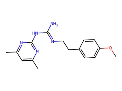 N-(4,6-dimethylpyrimidin-2-yl)-N'-[2-(4-methoxyphenyl)ethyl]guanidine structure