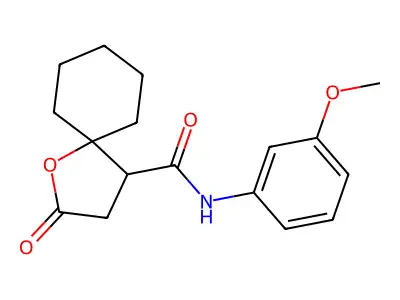N-(3-methoxyphenyl)-2-oxo-1-oxaspiro[4.5]decane-4-carboxamide structure