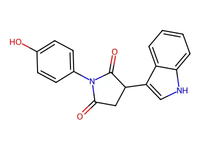 1-(4-hydroxyphenyl)-3-(1H-indol-3-yl)pyrrolidine-2,5-dione structure