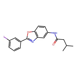 N-[2-(3-iodophenyl)-1,3-benzoxazol-5-yl]-3-methylbutanamide structure