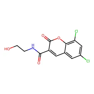 6,8-dichloro-N-(2-hydroxyethyl)-2-oxo-2H-chromene-3-carboxamide structure