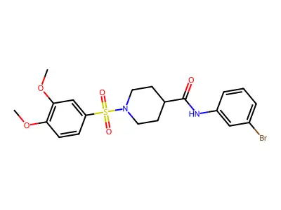 N-(3-bromophenyl)-1-(3,4-dimethoxyphenyl)sulfonylpiperidine-4-carboxamide structure