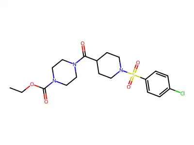 ethyl 4-({1-[(4-chlorophenyl)sulfonyl]piperidin-4-yl}carbonyl)piperazine-1-carboxylate structure