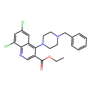 Ethyl 4-(4-benzylpiperazin-1-yl)-6,8-dichloroquinoline-3-carboxylate structure