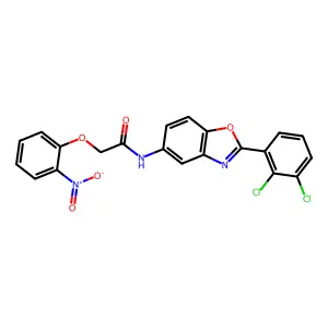 N-[2-(2,3-dichlorophenyl)-1,3-benzoxazol-5-yl]-2-(2-nitrophenoxy)acetamide structure