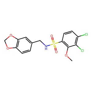 N-(1,3-benzodioxol-5-ylmethyl)-3,4-dichloro-2-methoxybenzenesulfonamide structure