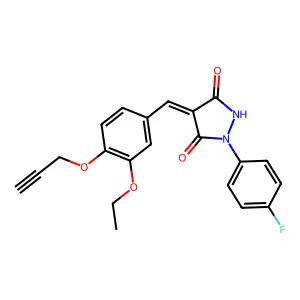 (4Z)-4-[3-ethoxy-4-(prop-2-yn-1-yloxy)benzylidene]-1-(4-fluorophenyl)pyrazolidine-3,5-dione structure