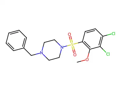 1-Benzyl-4-(3,4-dichloro-2-methoxybenzenesulfonyl)piperazine structure