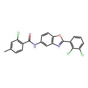2-chloro-N-[2-(2,3-dichlorophenyl)-1,3-benzoxazol-5-yl]-4-methylbenzamide structure