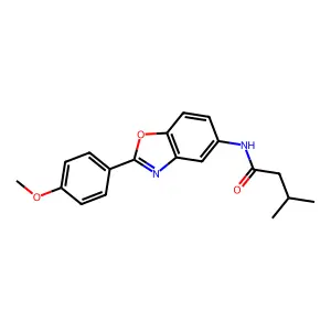 N-[2-(4-methoxyphenyl)-1,3-benzoxazol-5-yl]-3-methylbutanamide structure