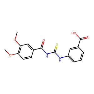 3-({[(3,4-Dimethoxyphenyl)carbonyl]carbamothioyl}amino)benzoic acid structure