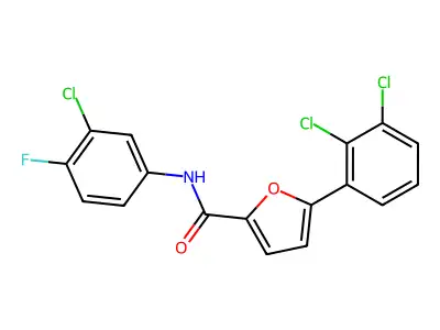 N-(3-chloro-4-fluorophenyl)-5-(2,3-dichlorophenyl)furan-2-carboxamide structure