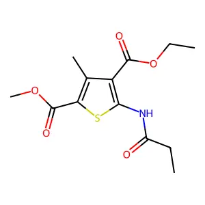 Ethyl 5-(methoxycarbonyl)-4-methyl-2-(propanoylamino)thiophene-3-carboxylate structure
