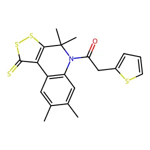 4,4,7,8-tetramethyl-5-(2-thienylacetyl)-4,5-dihydro-1H-[1,2]dithiolo[3,4-c]quinoline-1-thione structure