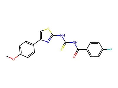 4-fluoro-N-[[4-(4-methoxyphenyl)-1,3-thiazol-2-yl]carbamothioyl]benzamide structure