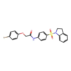 2-(4-bromophenoxy)-N-[4-(2,3-dihydro-1H-indol-1-ylsulfonyl)phenyl]acetamide structure