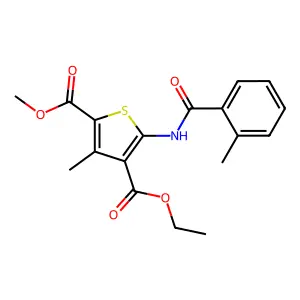 4-ETHYL 2-METHYL 3-METHYL-5-(2-METHYLBENZAMIDO)THIOPHENE-2,4-DICARBOXYLATE structure