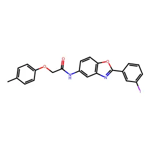 N-[2-(3-iodophenyl)-1,3-benzoxazol-5-yl]-2-(4-methylphenoxy)acetamide structure