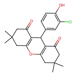 9-(3-chloro-4-hydroxyphenyl)-3,3,6,6-tetramethyl-4,5,7,9-tetrahydro-2H-xanthene-1,8-dione structure