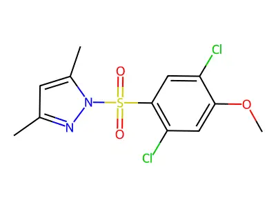1-[(3,5-Dimethylpyrazolyl)sulfonyl]-2,5-dichloro-4-methoxybenzene structure