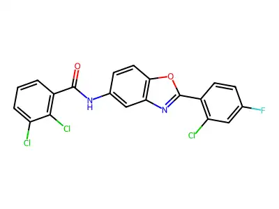 2,3-dichloro-N-[2-(2-chloro-4-fluorophenyl)-1,3-benzoxazol-5-yl]benzamide structure
