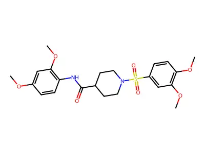 N-(2,4-dimethoxyphenyl)-1-(3,4-dimethoxyphenyl)sulfonylpiperidine-4-carboxamide structure