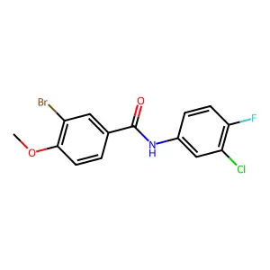 3-bromo-N-(3-chloro-4-fluorophenyl)-4-methoxybenzamide structure