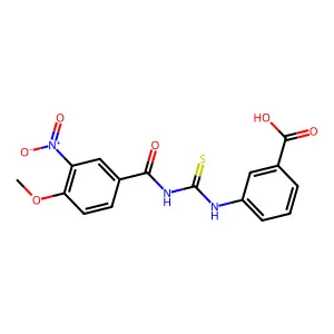 3-({[(4-Methoxy-3-nitrophenyl)carbonyl]carbamothioyl}amino)benzoic acid structure