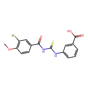 3-({[(3-Bromo-4-methoxyphenyl)carbonyl]carbamothioyl}amino)benzoic acid structure