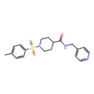 1-(4-methylphenyl)sulfonyl-N-(pyridin-4-ylmethyl)piperidine-4-carboxamide structure
