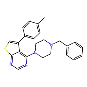 4-(4-Benzylpiperazin-1-yl)-5-(p-tolyl)thieno[2,3-d]pyrimidine structure