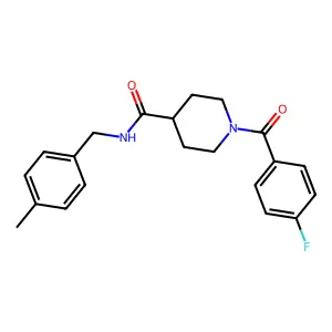 1-(4-fluorobenzoyl)-N-[(4-methylphenyl)methyl]piperidine-4-carboxamide structure