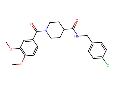 N-[(4-chlorophenyl)methyl]-1-(3,4-dimethoxybenzoyl)piperidine-4-carboxamide structure