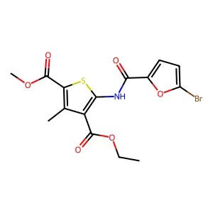 4-O-ethyl 2-O-methyl 5-[(5-bromofuran-2-carbonyl)amino]-3-methylthiophene-2,4-dicarboxylate structure