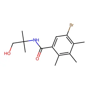 5-bromo-N-(1-hydroxy-2-methylpropan-2-yl)-2,3,4-trimethylbenzamide structure