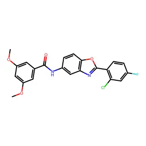 N-[2-(2-chloro-4-fluorophenyl)-1,3-benzoxazol-5-yl]-3,5-dimethoxybenzamide structure