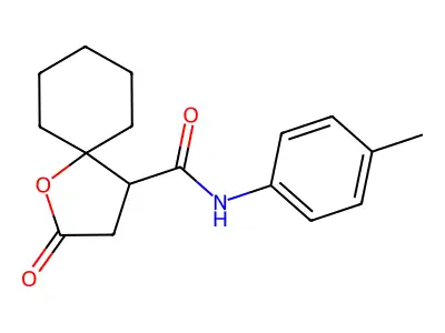 N-(4-methylphenyl)-2-oxo-1-oxaspiro[4.5]decane-4-carboxamide structure