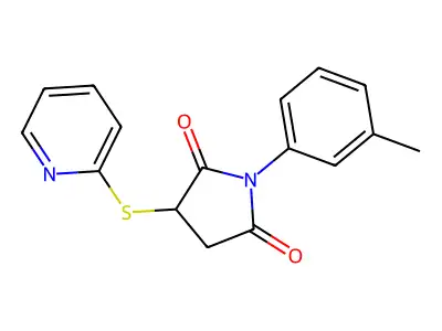 1-(3-Methylphenyl)-3-(pyridin-2-ylsulfanyl)pyrrolidine-2,5-dione structure