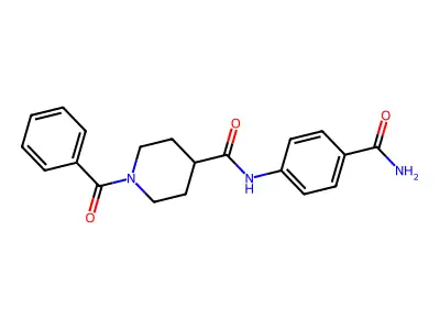 1-benzoyl-N-(4-carbamoylphenyl)piperidine-4-carboxamide structure