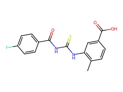 3-({[(4-Fluorophenyl)carbonyl]carbamothioyl}amino)-4-methylbenzoic acid structure