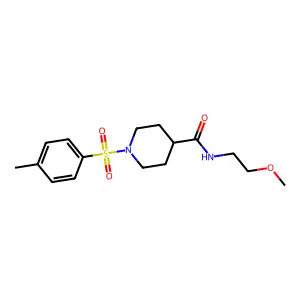 N-(2-methoxyethyl)-1-(4-methylphenyl)sulfonylpiperidine-4-carboxamide structure