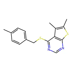 5,6-Dimethyl-4-[(4-methylphenyl)methylsulfanyl]thieno[2,3-d]pyrimidine structure