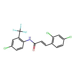 (E)-N-[4-chloro-2-(trifluoromethyl)phenyl]-3-(2,4-dichlorophenyl)prop-2-enamide structure
