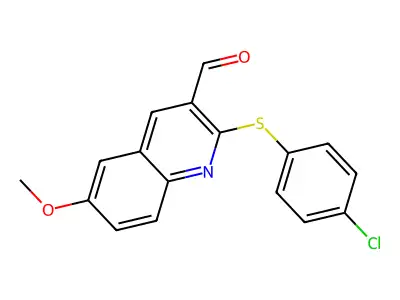 2-(4-Chlorophenyl)sulfanyl-6-methoxyquinoline-3-carbaldehyde structure