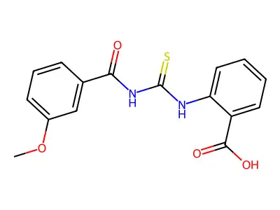 2-({[(3-Methoxyphenyl)carbonyl]carbamothioyl}amino)benzoic acid structure