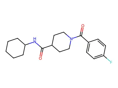 N-cyclohexyl-1-(4-fluorobenzoyl)piperidine-4-carboxamide structure