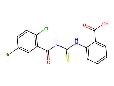 2-[(5-Bromo-2-chlorobenzoyl)carbamothioylamino]benzoic acid structure