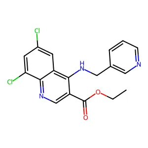 Ethyl 6,8-dichloro-4-((pyridin-3-ylmethyl)amino)quinoline-3-carboxylate structure